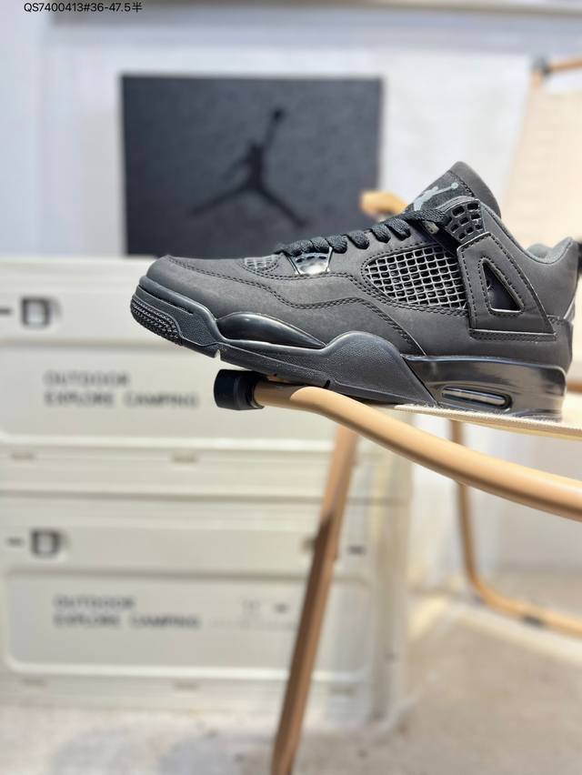 Air Jordan 4 Retro Black Military Blue Michael Jordan Aj4 generation mid-top re