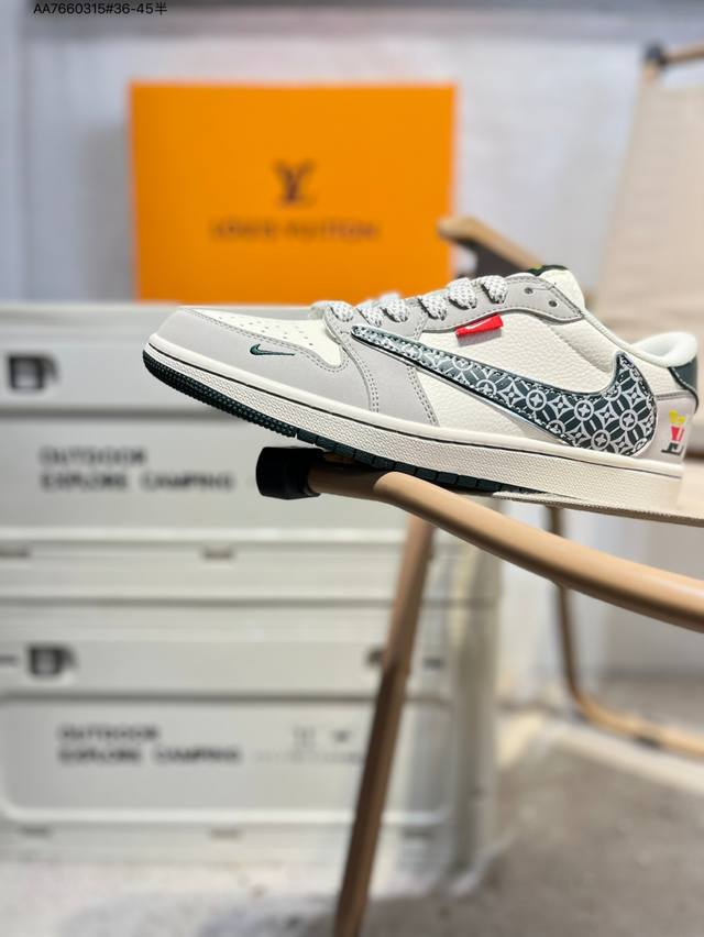 Company-grade top-grain leather Lv X Jordan Air Jordan 1 Low Aj1 low-top series