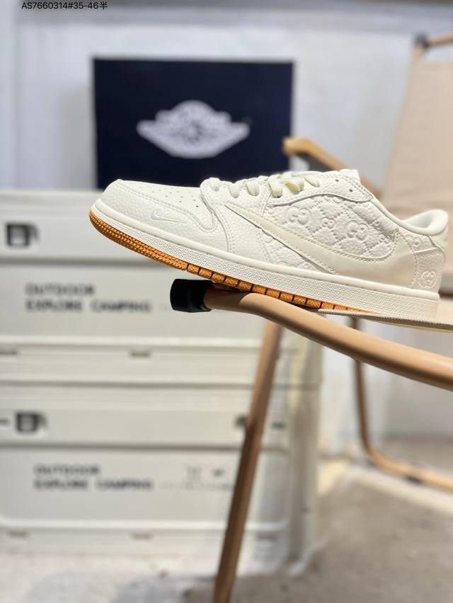 Corporate-grade top-grain leather Gucci x Jordan Air Jordan 1 Low Aj1 low-top s
