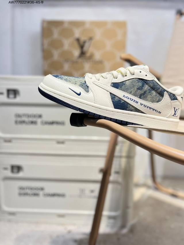 Company-grade top-grain leather Lv X Jordan Air Jordan 1 Low Aj1 low-top series