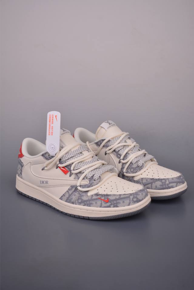 Fragment X Travis Scott X Dior Deconstructed Lace-Up Air Jordan 1 Low Three-Part