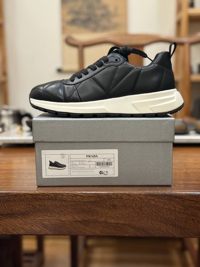 New Arrival# Prada thick-soled logo lace-up sports casual men's shoes series, sy
