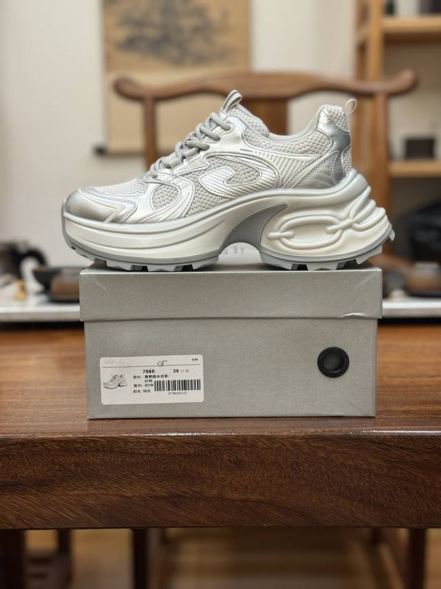 Gg-Cc Zhao Lusi 2025 new thick-soled height-enhancing casual sports daddy shoes