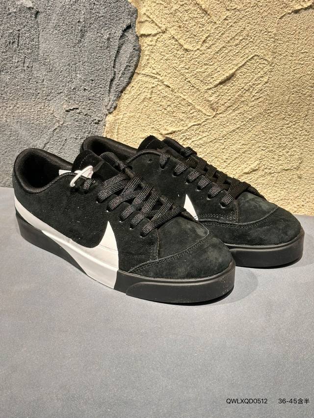 New arrival! #Nike Blazer Low Sd Id colorway. Blazer 3D Swoosh in black and whi