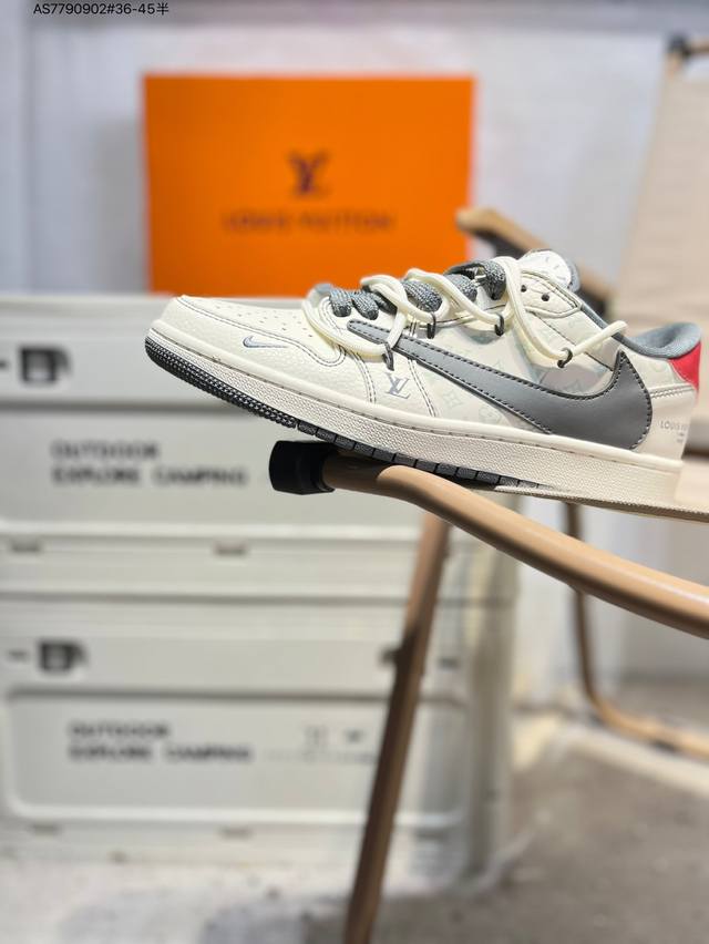 Company-grade top-grain leather Lv X Jordan Air Jordan 1 Low Aj1 low-top series