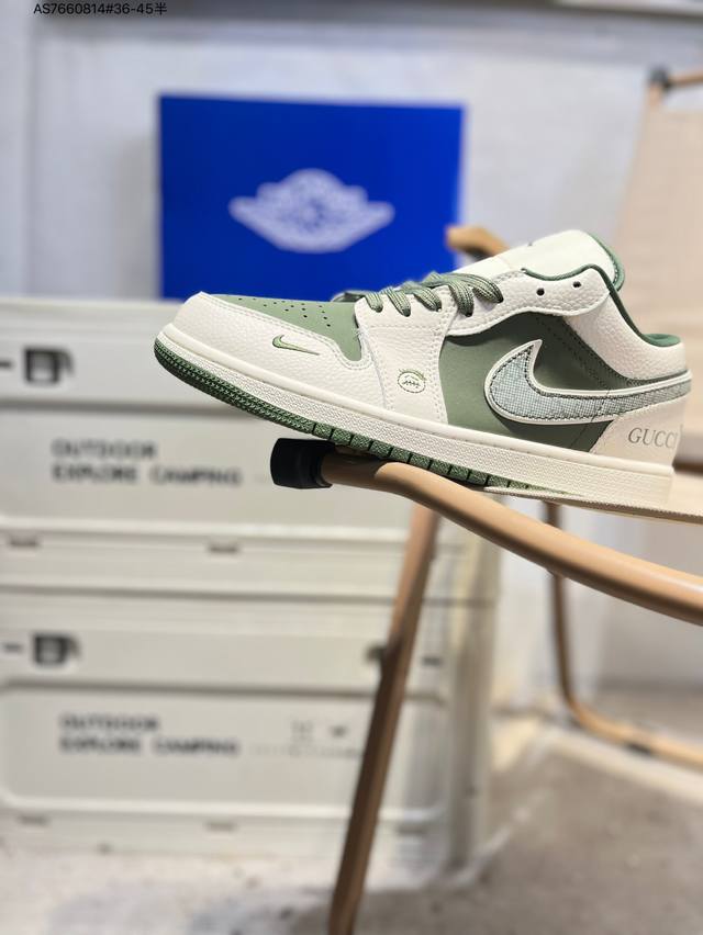 Corporate-grade top-grain leather Gucci x Jordan Air Jordan 1 Low Aj1 low-top s