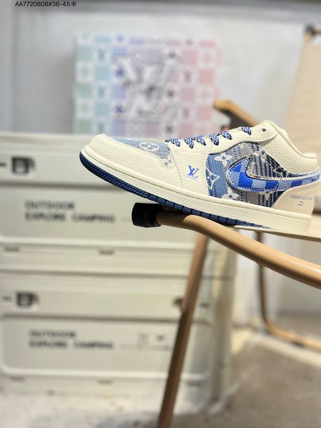 Company-grade top-grain leather Lv X Jordan Air Jordan 1 Low Aj1 low-top series