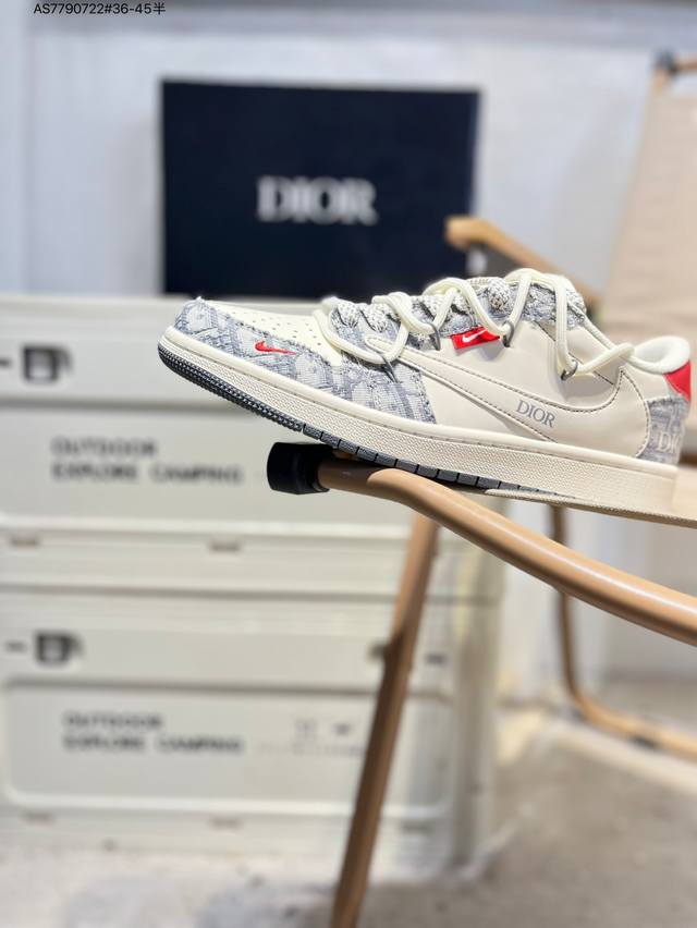 Company-level first-layer leather Dior x Jordan Air Jordan 1 Low Aj1 low-top se