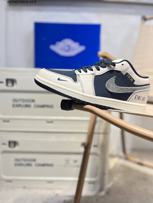 Company-grade top-layer leather Dior x Jordan Air Jordan 1 Low Aj1 low-top seri