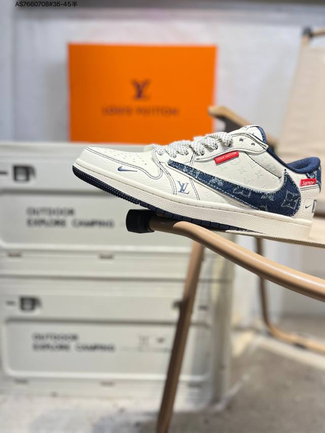 Company-grade top-grain leather Lv X Jordan Air Jordan 1 Low Aj1 low-top series