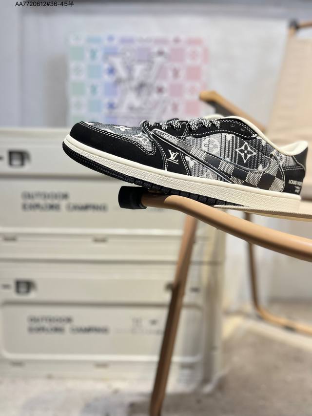 Company-grade top-grain leather Lv X Jordan Air Jordan 1 Low Aj1 low-top series