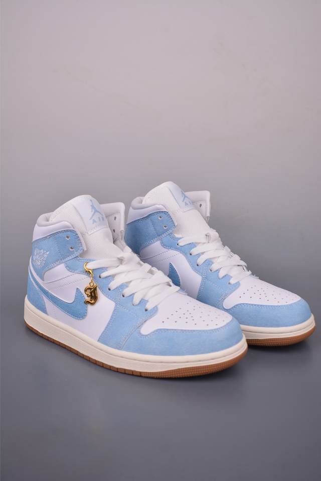 Air Jordan 1 Mid White Blue Tmall foreign trade customer orders The most high-te