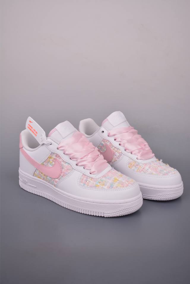 Nike Air Force 1 Low white and pink Chanel styleOriginal last and original cardb
