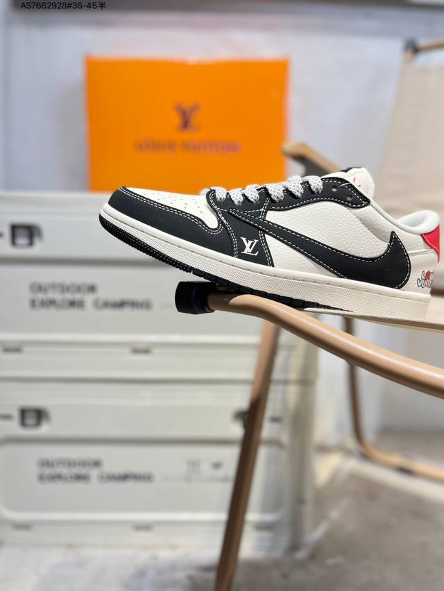 Company-grade top-grain leather Lv X Jordan Air Jordan 1 Low Aj1 low-top series