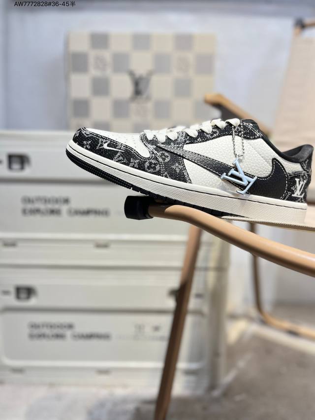 Company-grade top-grain leather Lv X Jordan Air Jordan 1 Low Aj1 low-top series