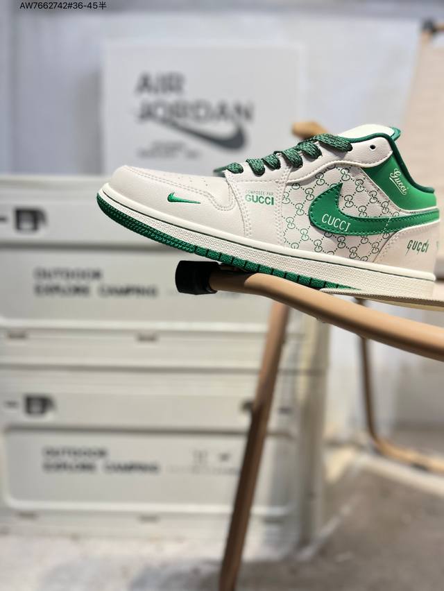 Corporate-grade top-grain leather Gucci x Jordan Air Jordan 1 Low Aj1 low-top s