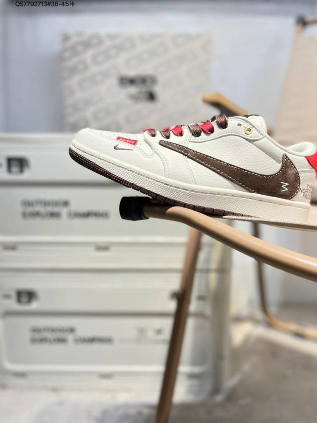 Corporate-grade top-grain leather North Face x Jordan Air Jordan 1 Low Aj1 low-