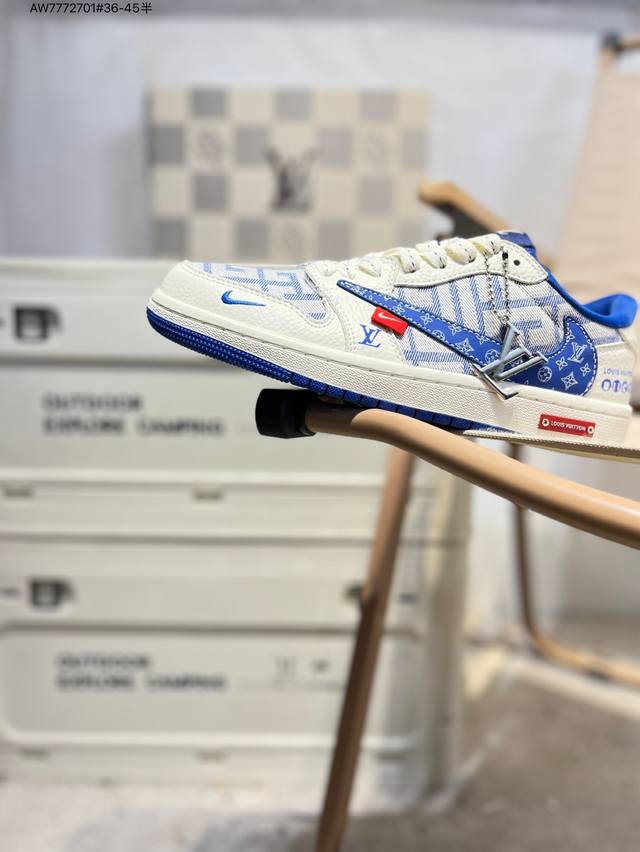 Company-grade top-grain leather Lv X Jordan Air Jordan 1 Low Aj1 low-top series
