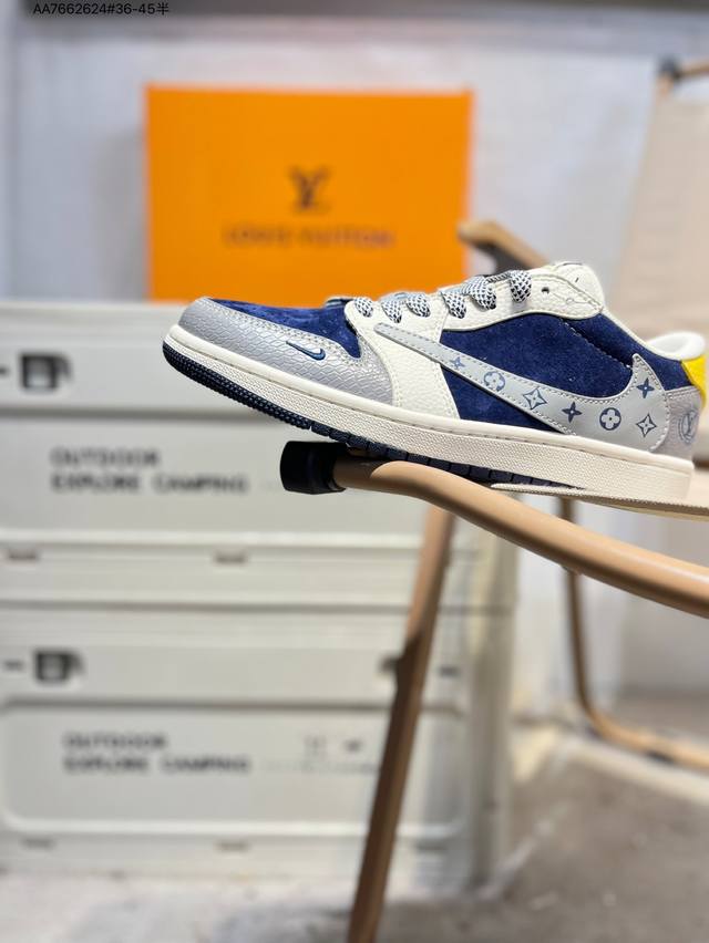 Company-grade top-grain leather Lv X Jordan Air Jordan 1 Low Aj1 low-top series