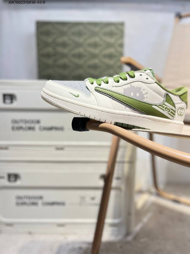 Corporate-grade top-grain leather Gucci x Jordan Air Jordan 1 Low Aj1 low-top s