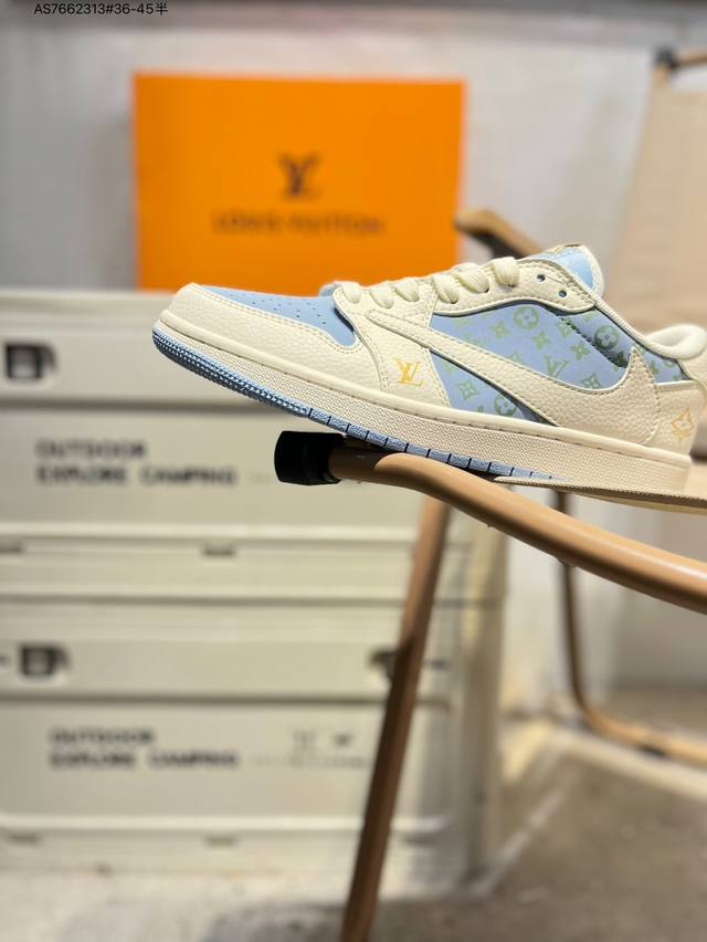 Company-grade top-grain leather Lv X Jordan Air Jordan 1 Low Aj1 low-top series