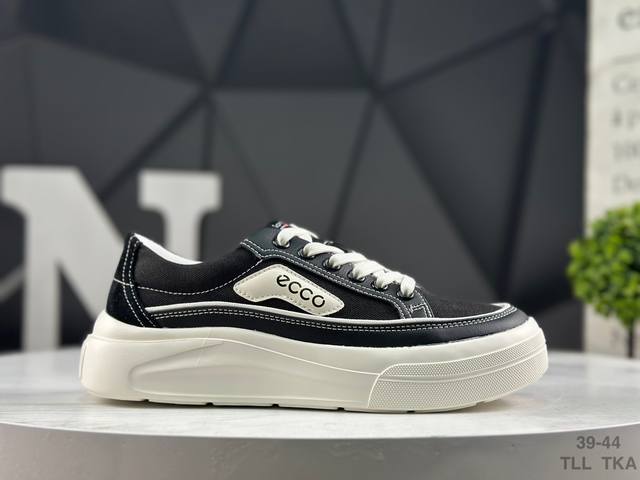 Ecco Men's White Sneakers, New Autumn/Winter Style, Versatile Trendy Outdoor Cas