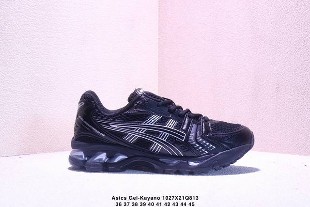 Company-grade Asics Gel-Kayano 14 professional running shoes. Features an engine
