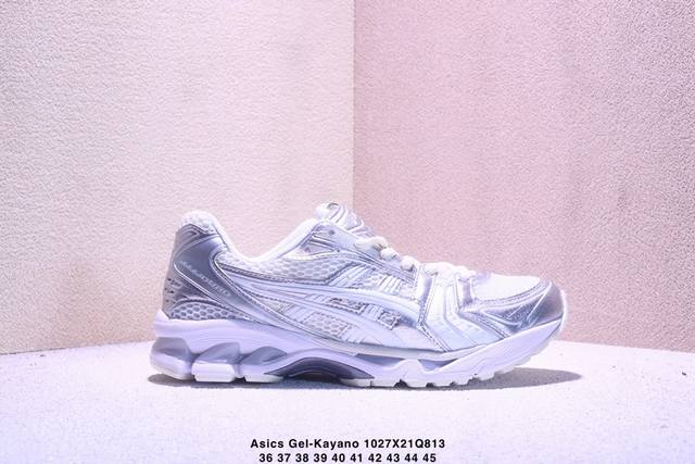 Company-grade Asics Gel-Kayano 14 professional running shoes. Features an engine