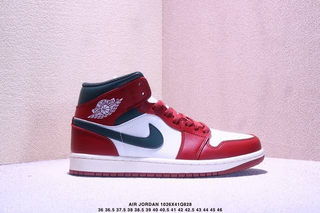 Nike Air Jordan 1 Mid Aj1 "Red, White, Green" Low-Top Basketball Shoes. Perfect