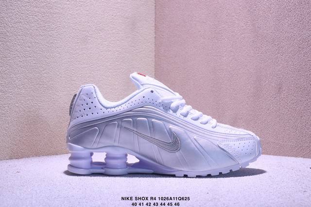 Authentic Nike Shox R4 series low-top athletic casual shoes with air cushioning.