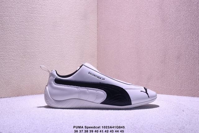The Balenciaga x Puma Speedcat sneakers are inspired by racing shoes. The black