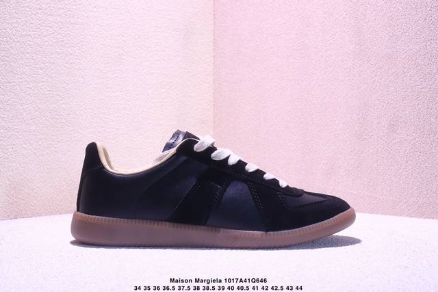 Maison Margiela Replica Calfskin Round Toe Patchwork German Training Shoes Low-t