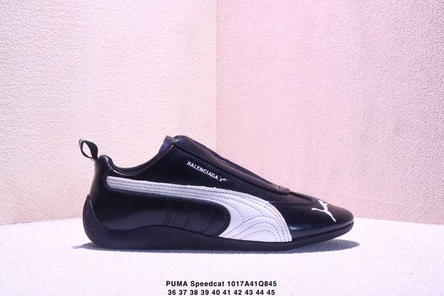 The Balenciaga x Puma Speedcat sneakers are inspired by racing shoes. The black