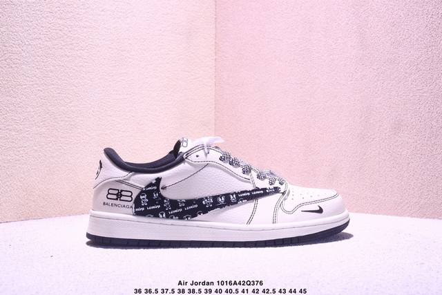 Company Grade Balenciaga X Air Jordan 1 Low Off-White with Black Swoosh and Pari
