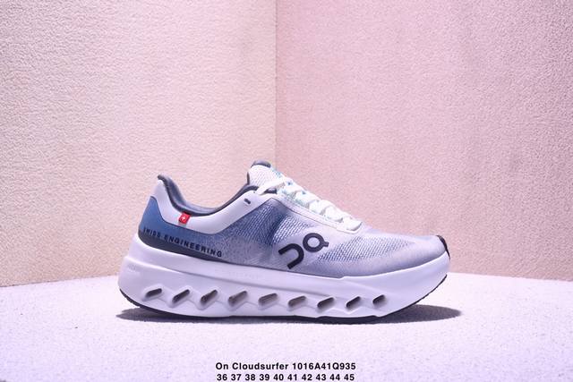 On Cloudsurfer Next, a company-grade, comfortable, versatile, minimalist, and du