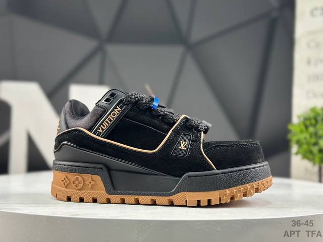 Louis Vuitton Trainer Maxi Low Leather Sneakers for Men and Women, made in Guang