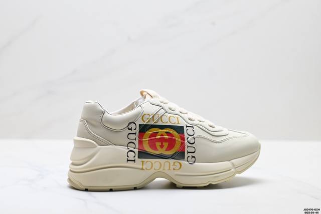 Factory Grade Gucci Rhyton Leather Retro Print Platform Low-Top Dad Shoes Leathe