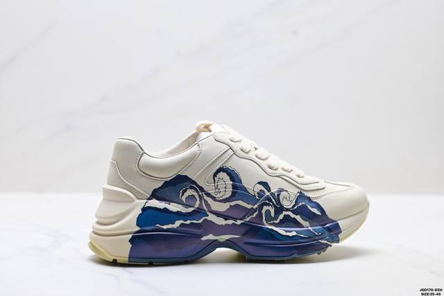 Factory Grade Gucci Rhyton Leather Retro Print Platform Low-Top Dad Shoes Leathe