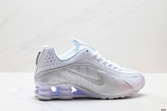 Authentic Nike Shox R4 series low-top athletic casual shoes with air cushioning.