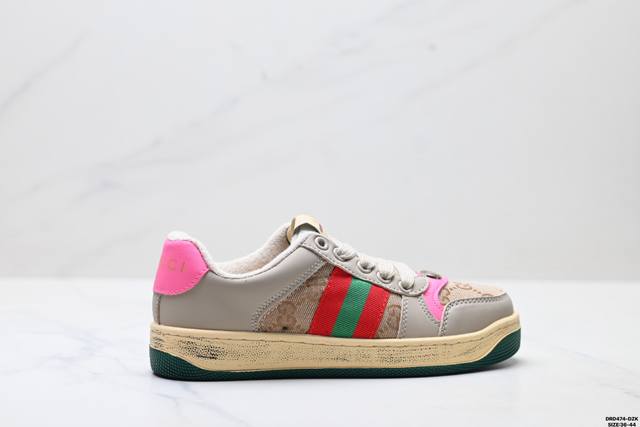 Authentic Gucci Distressed Screener Sneaker, Vintage Style, Original Distressed