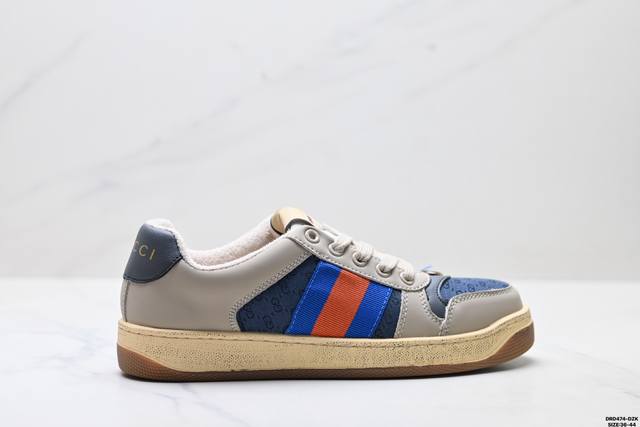 Authentic Gucci Distressed Screener Sneaker, Vintage Style, Original Distressed