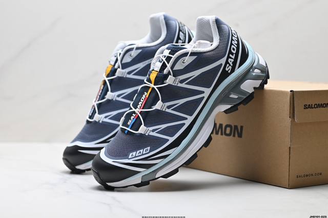 Company-grade Salomon XT-6 outdoor trail running shoes. The upper features Sensi