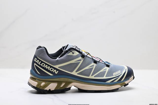 Company-grade Salomon XT-6 outdoor trail running shoes. The upper features Sensi