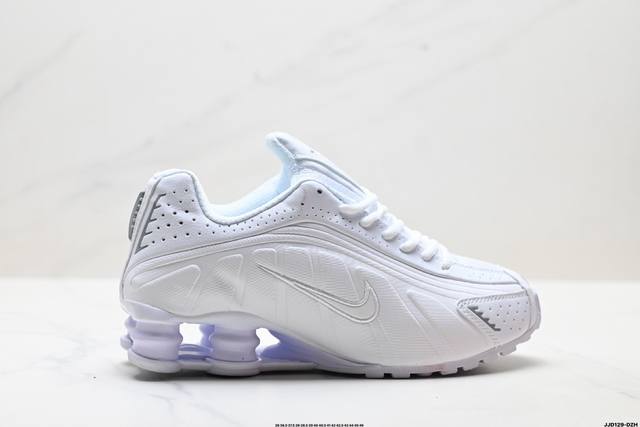 Authentic Nike Shox R4 series low-top athletic casual shoes with air cushioning.