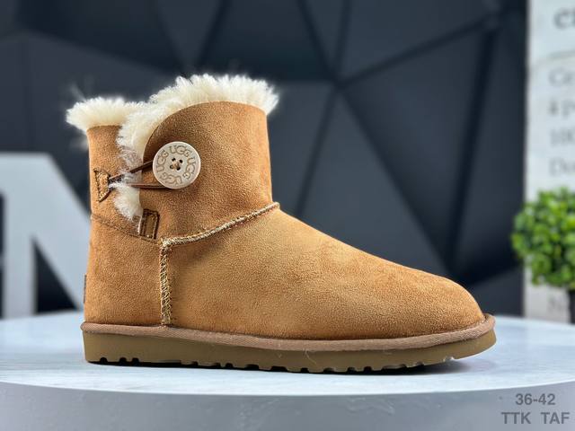 Ugg Kallen Lace Sheepskin Warm Fleece Mini Single Buckle Mid-Calf Snow Boots Ite