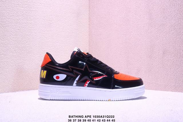 Bathing Ape Bape Sta Leather Fashionable Simple Low-Top Sneakers Unisex Black Xm