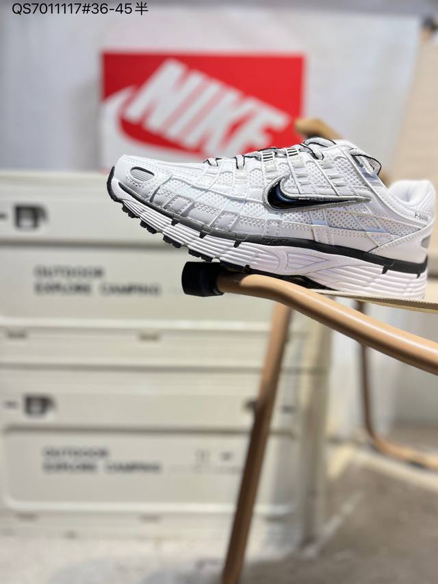 Nike P-6000 Laser Blue Retro Tech Personalized Sports Dad Shoes. The shoe featur