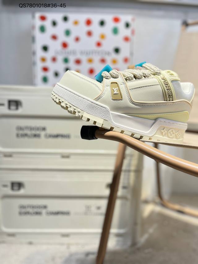 Louis Vuitton LV new "Fat Cube" LV Trainer latest colorway sneakers. These L bra