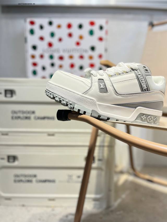 Louis Vuitton LV new "Fat Cube" LV Trainer latest colorway sneakers, L brand Tra