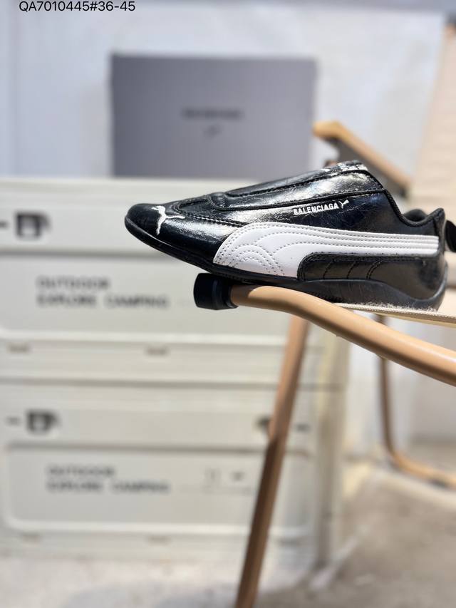 Puma x Balenciaga Speedcat series thin-soled cowhide suede round toe distressed